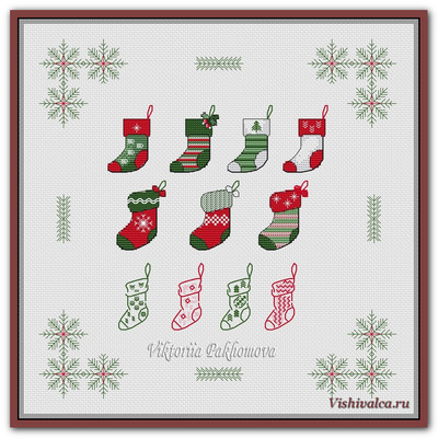 Авторская схема "Рождественские носочки" Виктория Пахомова