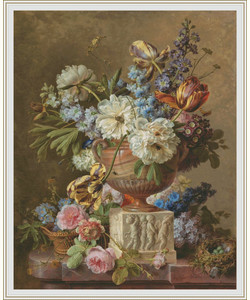 Натюрморт с цветами в алебастровой вазе