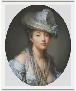 Схема и набор для вышивки крестиком Молодая женщина в белой шляпе